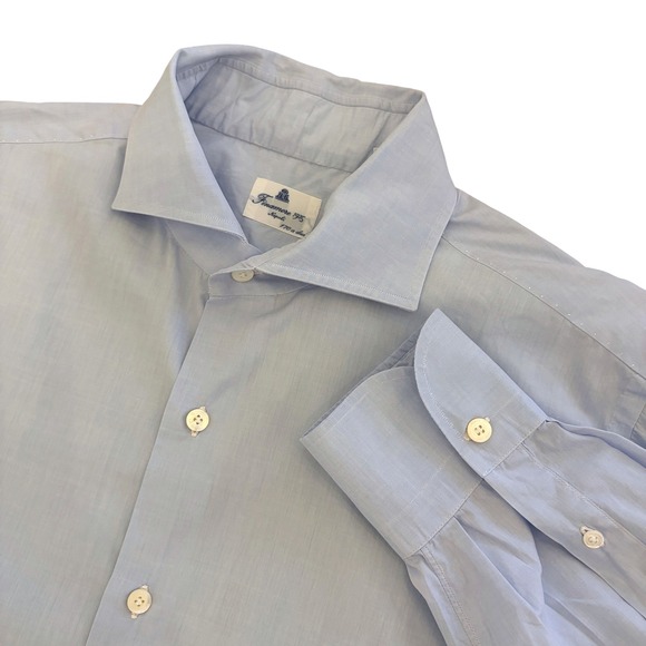 Finamore 1925 Other - Finamore 1925 Napoli Dress Shirt Mens 18/45 Button Up Italy Cotton Light Blue